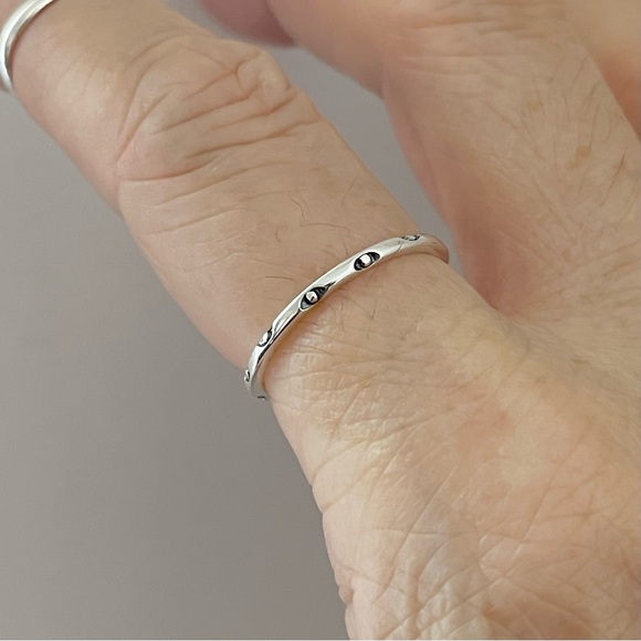 Sterling Silver Little Tiny Eternity All Seeing Eye Ring, Evil Eye Rings, Eyes - Picture 4 of 12